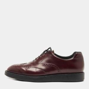 Prada Burgundy Brogue Leather Lace Up Oxfords Size 42
