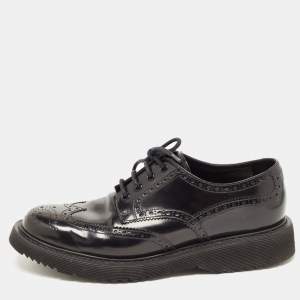 Prada Black Brogue Leather Lace Up Derby Size 42.5