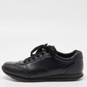 Prada Sport Black Leather Lace Up Low Top Sneakers Size 42