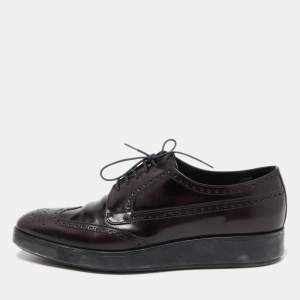 Prada Burgundy Brogue Leather Oxfords Sneakers Size 43