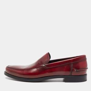 Prada Burgundy Patent Leather Slip On Loafers Size 43