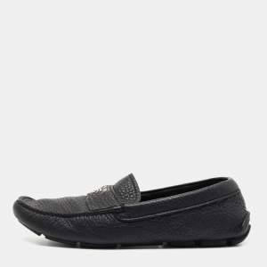 Prada Black Leather Slip On Loafers Size 41 