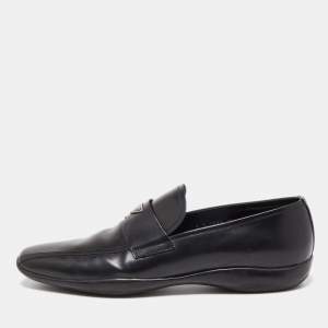 Prada Black Leather Dress Loafers Size 46