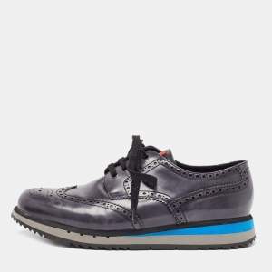 Prada Sport Navy Blue Leather Brogue-Oxford Sneakers Size 43.5