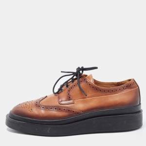 Prada Brown Leather Oxford Sneakers Size 42