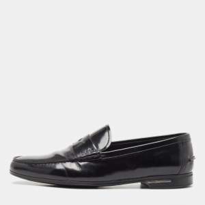 Prada Black Leather Slip On Loafers Size 42.5
