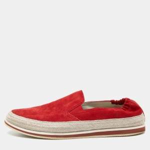 Prada Sport Red Suede Espadrille Slip On Sneakers Size 40.5