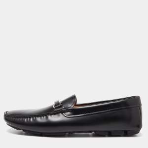 Prada Black Leather Slip On Loafers Size 42.5