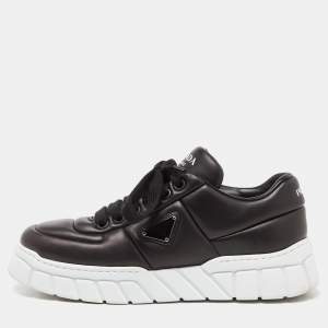 Prada Black Padded Leather Platform Sneakers Size 43