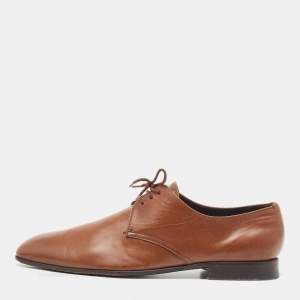 Prada Brown Leather Square Toe Derby Size 41.5