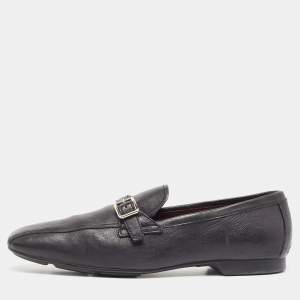 Prada Black Leather Square Toe Loafers Size 44