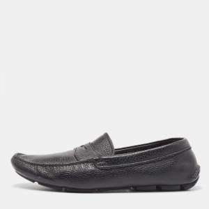 Prada Black Leather Slip On Loafers Size 42.5