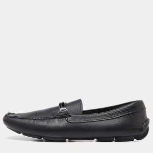 Prada Black Leather Slip On Loafers Size 42.5