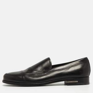 Prada Black Leather Slip On Loafers Size 41