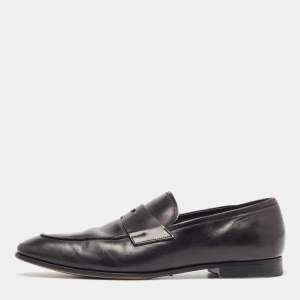 Prada Black Leather Slip On Loafers Size 44