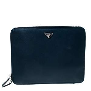 Prada Navy Blue Saffiano Leather Document Holder