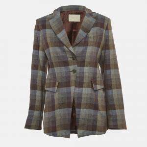 Pre Owned Qasimi Multicolor Plaid Wool Blend Single Breasted Blazer L 