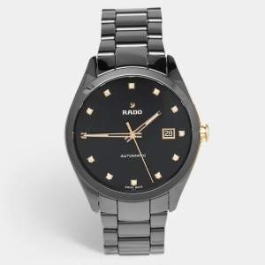 Rado Black Ceramic Diamond Gold Tone Stainless Steel Limited Edition Hyperchrome R32291712 Men's Wristwatch 42 mm