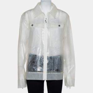 Rains Transparent Synthetic Waterproof Boxy Zip Front Jacket M