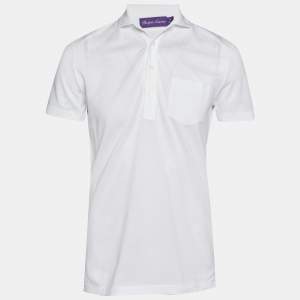 Pre Owned Ralph Lauren Purple Label White Cotton Polo T-Shirt S