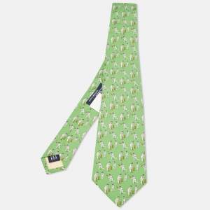 Ralph Lauren Green Cricket Print Silk Tie 