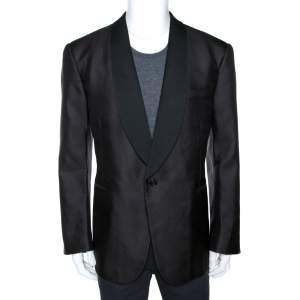 Pre Owned Ralph Lauren Black Jacquard Silk Shawl Lapel Tuxedo Jacket 4XL