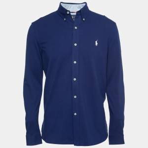 مملوكة مسبقًا Ralph Lauren Blue Cotton Pique Long-Sleeve Polo T-Shirt M