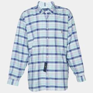 Pre Owned Ralph Lauren Blue Checkered Cotton Button Front Shirt 3XB/3XL