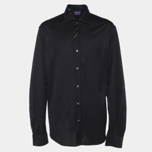 Pre Owned Ralph Lauren Purple Label Navy Blue Cotton Tailored Fit Long Sleeve Shirt XXL