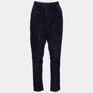 Ralph Lauren Purple Label Navy Blue Suede Tailored Pants M