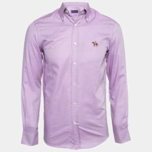   Ralph Lauren Purple Label Lavender Embroidered Oxford Cotton Shirt XS