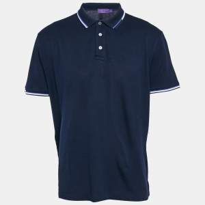 Ralph Lauren Purple Label Navy Blue Cotton Pique Polo T-Shirt XXL