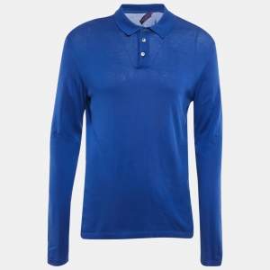 Ralph Lauren Purple Label Blue Jersey Long Sleeve Polo T-Shirt M