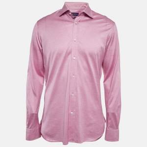 Ralph Lauren Purple Label Pink Cotton Button Front Tailored Fit Shirt L