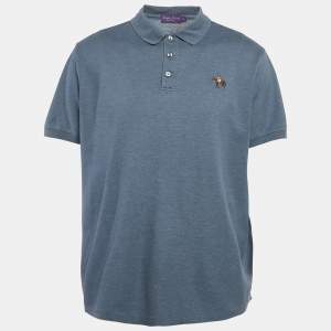 Ralph Lauren Purple Label Blue Cotton Pique Polo T-Shirt XXL