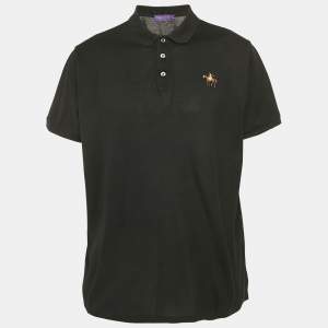 Ralph Lauren Purple Label Black Pique Cotton Polo T-Shirt XXL