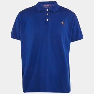 Ralph Lauren Purple Label Blue Embroidered Cotton Polo T-Shirt XXL