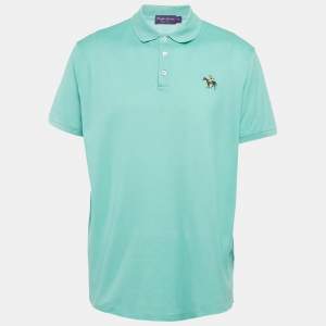 Ralph Lauren Purple Label Blue Embroidered Cotton Pique Polo T-Shirt XXL