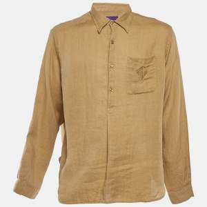 Ralph Lauren Purple Label Beige Button Front Shirt XL