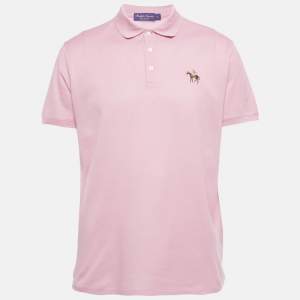 Pre Owned Ralph Lauren Purple Label Pink Cotton Pique Polo T-Shirt XL