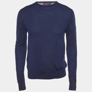 Pre Owned Ralph Lauren Purple Label Blue Knit Crewneck Sweater M