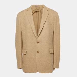 Ralph Lauren Purple Label Beige Herringbone Wool Blazer XL