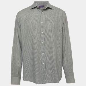 Ralph Lauren Black Print Cotton Button Front Full Sleeve Shirt L