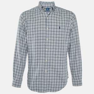 Ralph Lauren Blue Checked Cotton Classic Fit Button Down Shirt S