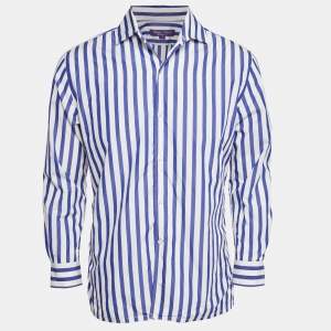 Pre Owned Ralph Lauren Blue/White Stripe Cotton Shirt L