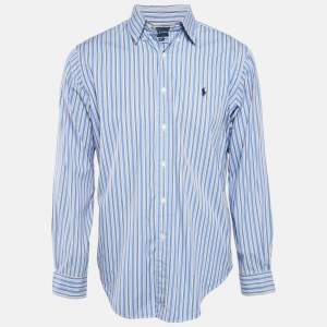 Ralph Lauren Blue Striped Cotton Classic Fit Shirt M