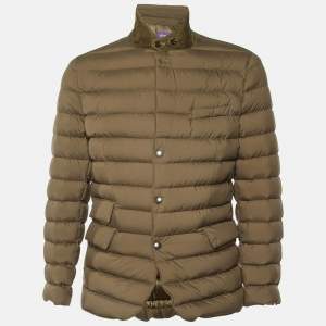 Pre Owned Ralph Lauren Olive Green Synthetic Quilted Down Jacket L
