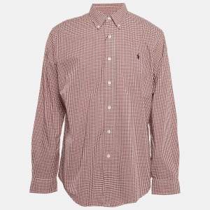 Ralph Lauren Red Gingham Checks Cotton Slim Fit Shirt XL