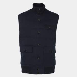 Pre Owned Ralph Lauren Navy Blue Quilted Cotton Sleeveless Jacket L