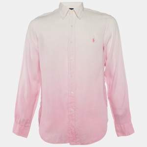 Ralph Lauren Pink Ombre Linen Button Down Shirt M